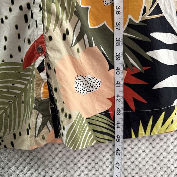 Ann Taylor Shirt Dress Womens 8 Beige Red Button Front Crew Cap Sleeve Belt - Picture 9 of 13